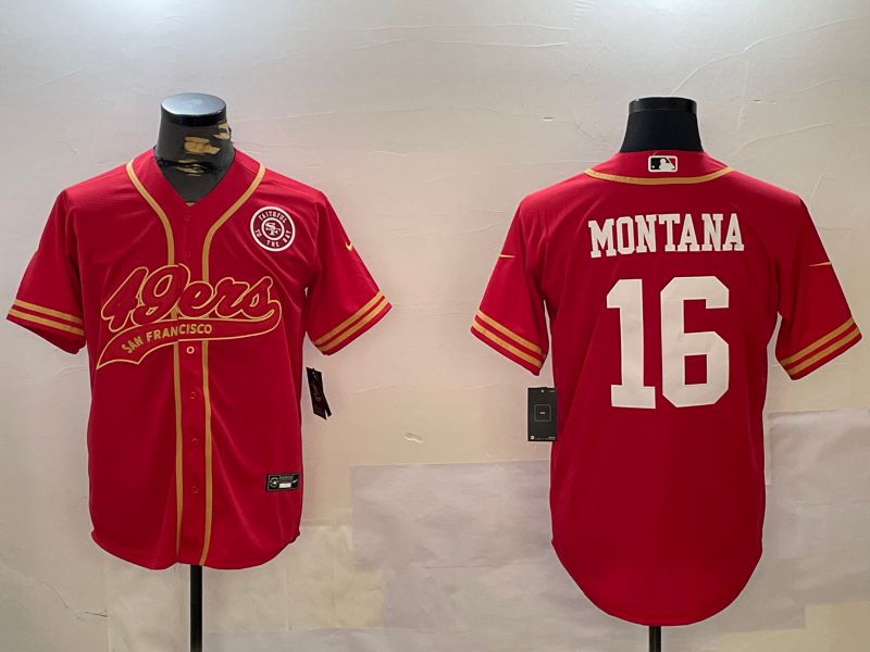 Men San Francisco 49ers #16 Montana Red Joint Name 2024 Nike Limited NFL Jersey style 12092->san francisco 49ers->NFL Jersey